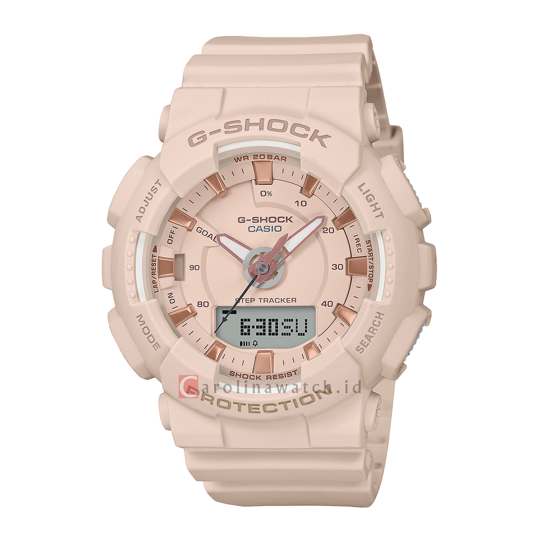 Jam Tangan CASIO G SHOCK GMA-S130PA-4A Women Step Tracker Digital Analog Dial Beige Resin Band