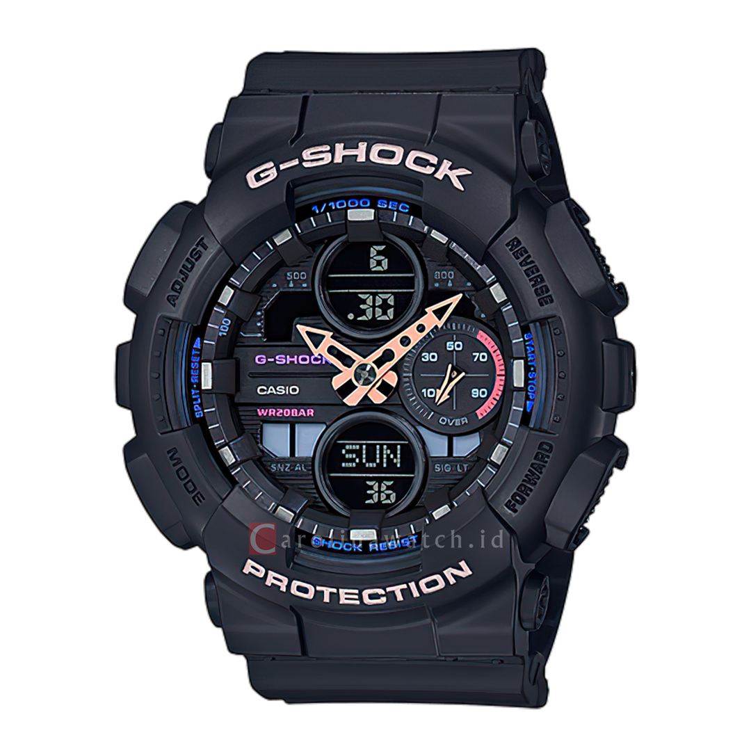 Jam Tangan CASIO G SHOCK GMA-S140-1A Women Digital Analog Dial Black Resin Band