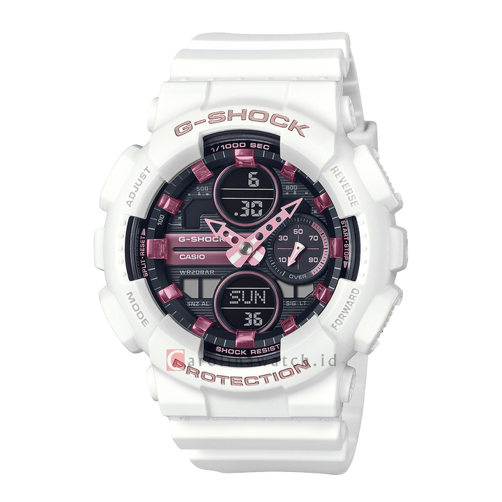 Jam Tangan CASIO G SHOCK GMA-S140M-7A Unisex Black Digital Analog Dial White Resin Band