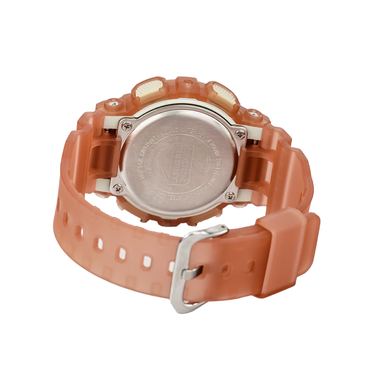 Jam Tangan CASIO G-SHOCK GMA-S140NC-5A1 Frosted Translucent Women Digital Analog Dial Beige Clear Resin Band