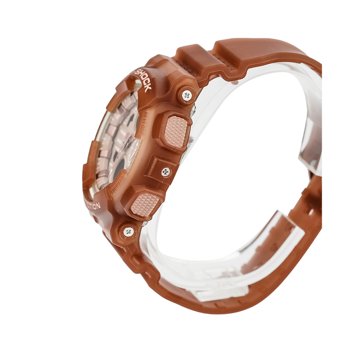 Jam Tangan CASIO G-SHOCK GMA-S140NC-5A2 Frosted Translucent Women Digital Analog Dial Brown Clear Resin Band
