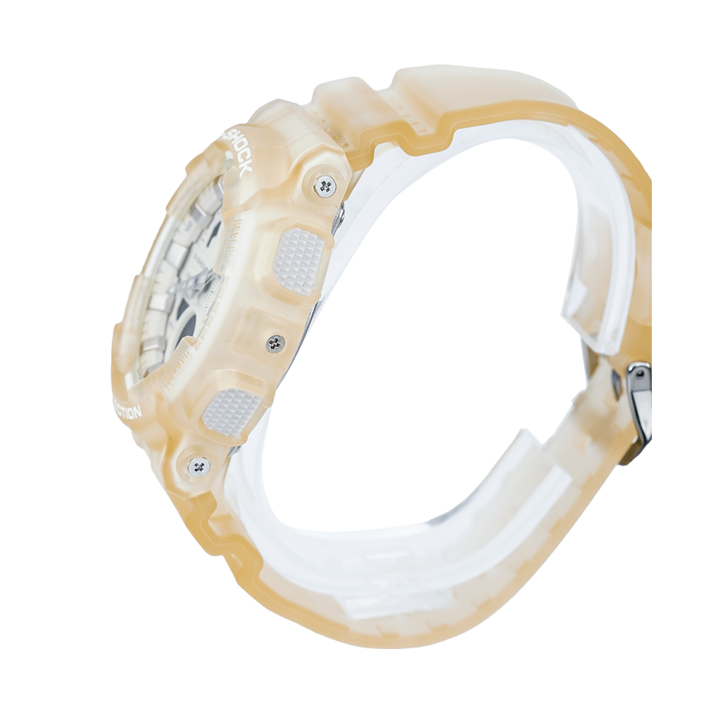Jam Tangan CASIO G-SHOCK GMA-S140NC-7A Frosted Translucent Women Digital Analog Dial White Clear Resin Band