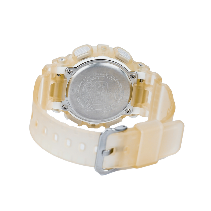 Jam Tangan CASIO G-SHOCK GMA-S140NC-7A Frosted Translucent Women Digital Analog Dial White Clear Resin Band