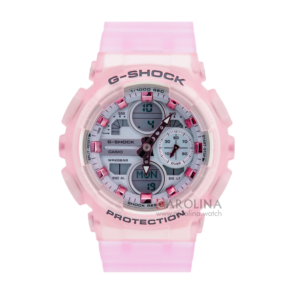 Jam Tangan CASIO G-SHOCK GMA-S140NP-4A Neo Punk Women Digital Analog Dial Pink Clear Resin Band