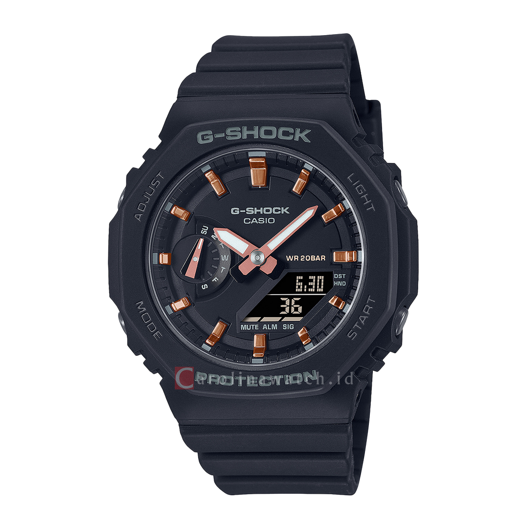 Jam Tangan Casio G-Shock x ITZY GMA-S2100-1A Women Black CasiOak Mini Digital Analog Dial Black Resin Band