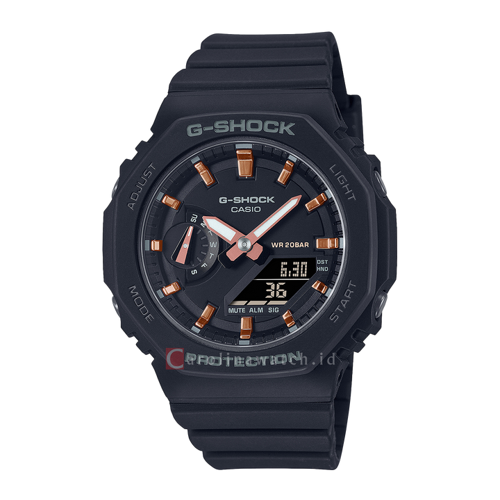 Jam Tangan Casio G-Shock x ITZY GMA-S2100-1A Women Black CasiOak Mini Digital Analog Dial Black Resin Band