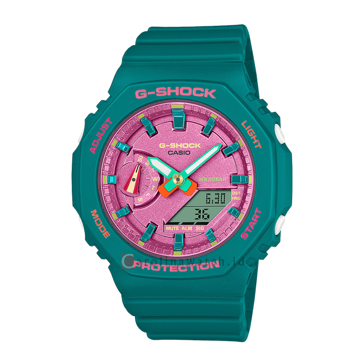 Jam Tangan Casio G-Shock x ITZY GMA-S2100BS-3A Women Spring Summer 2023 Pink Dial Pine Green Resin Band