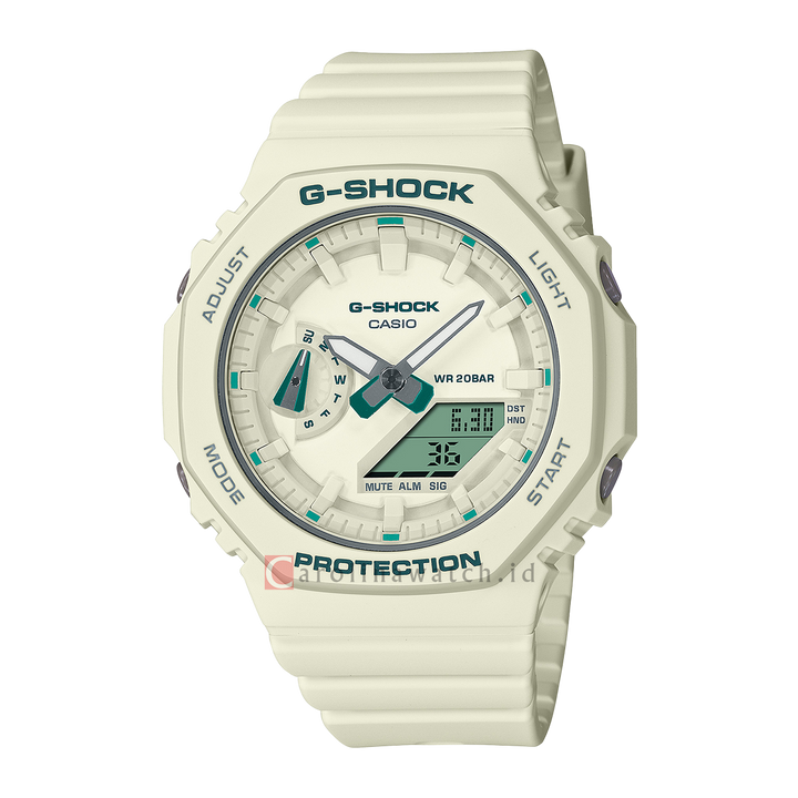 Jam Tangan CASIO G SHOCK GMA-S2100GA-7A Women CasiOak Digital Analog Dial White Resin Band