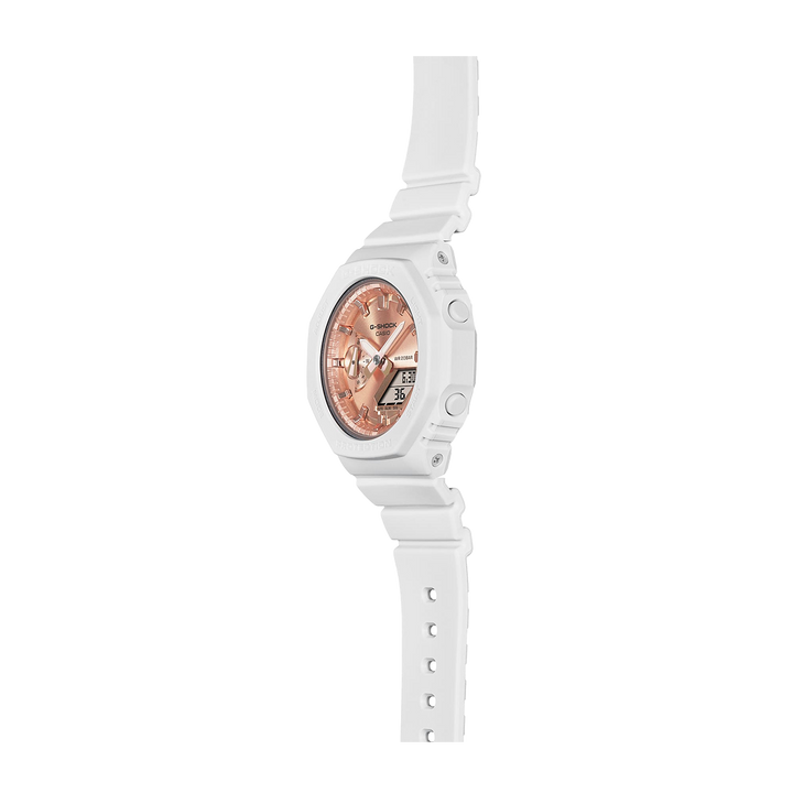 Jam Tangan Casio G-Shock x ITZY GMA-S2100MD-7A Women Rose Gold CasiOak Mini White Resin Band