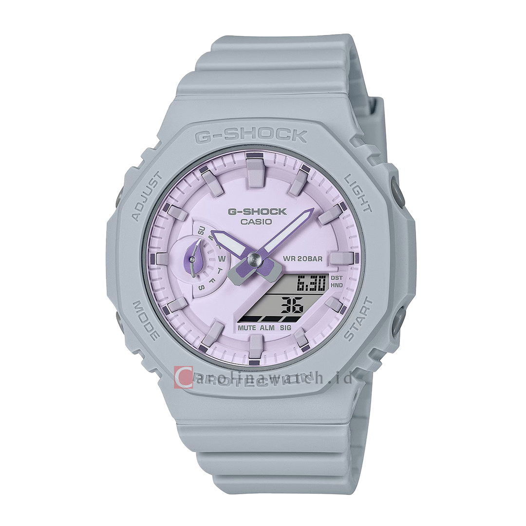 Jam Tangan Casio G-Shock GMA-S2100NC-8A Women Purple Digital Analog Dial Grey Resin Band