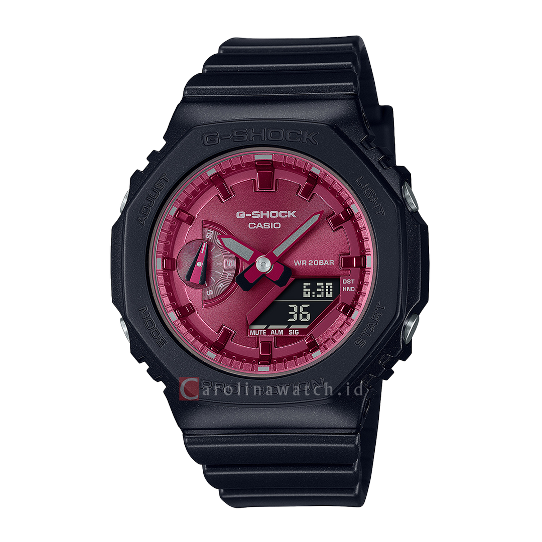 Jam Tangan Casio G-Shock GMA-S2100RB-1A Black - Red Series Women Burgundy Red Dial Black Resin Band