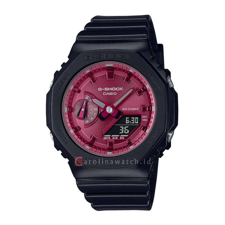 Jam Tangan Casio G-Shock GMA-S2100RB-1A Black - Red Series Women Burgundy Red Dial Black Resin Band