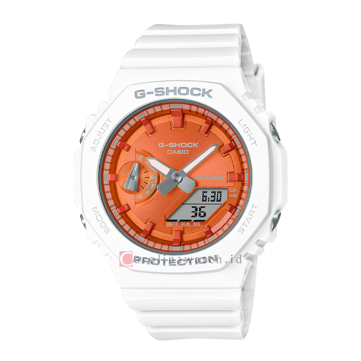 Jam Tangan Casio G-Shock GMA-S2100WS-7A Seasonal Collection Women Orange Dial White Resin Band