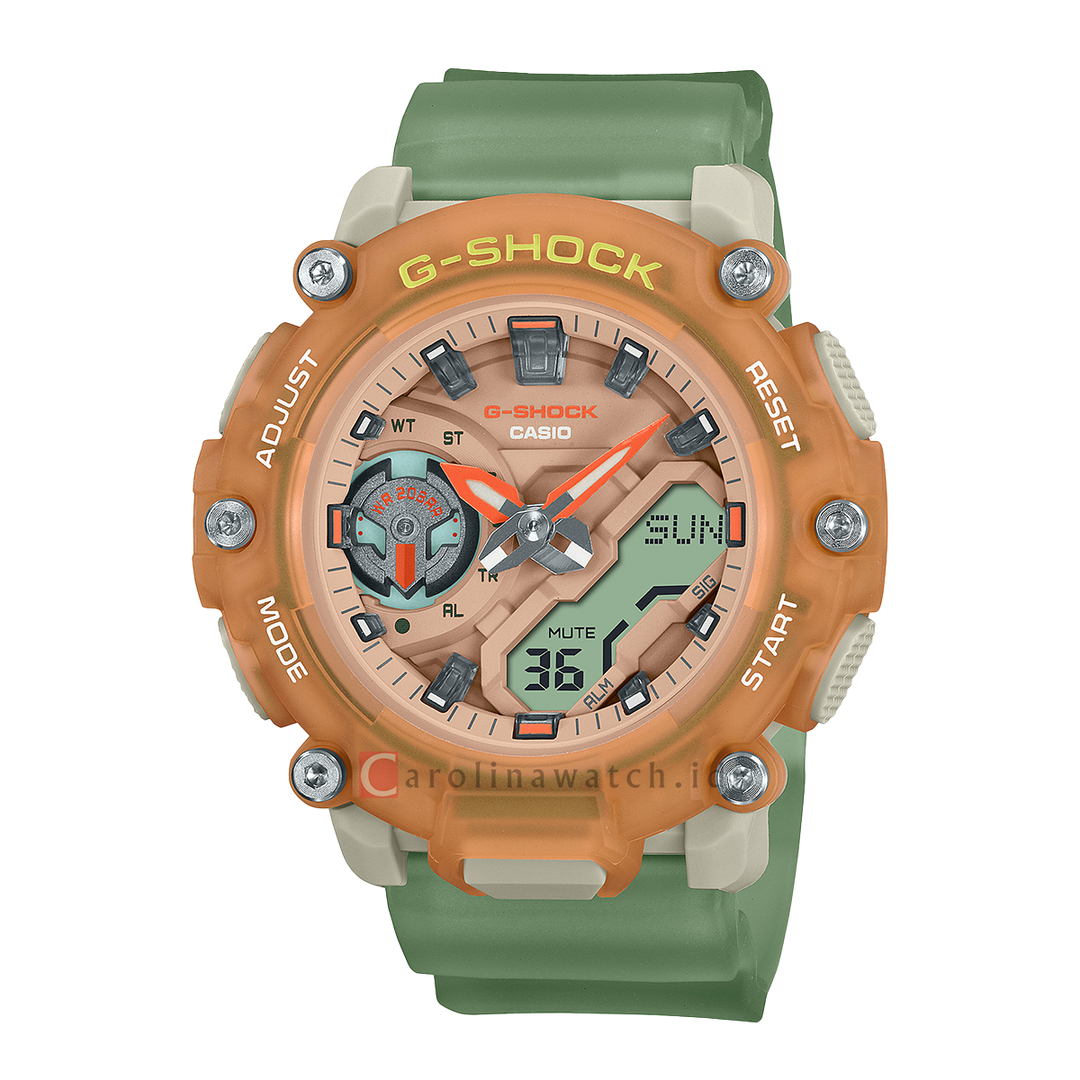 Jam Tangan Casio G-Shock GMA-S2200PE-5A Women Sienna Brown Dial Green Translucence Resin Band