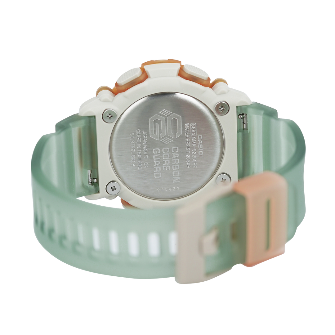 Jam Tangan Casio G-Shock GMA-S2200PE-5A Women Sienna Brown Dial Green Translucence Resin Band