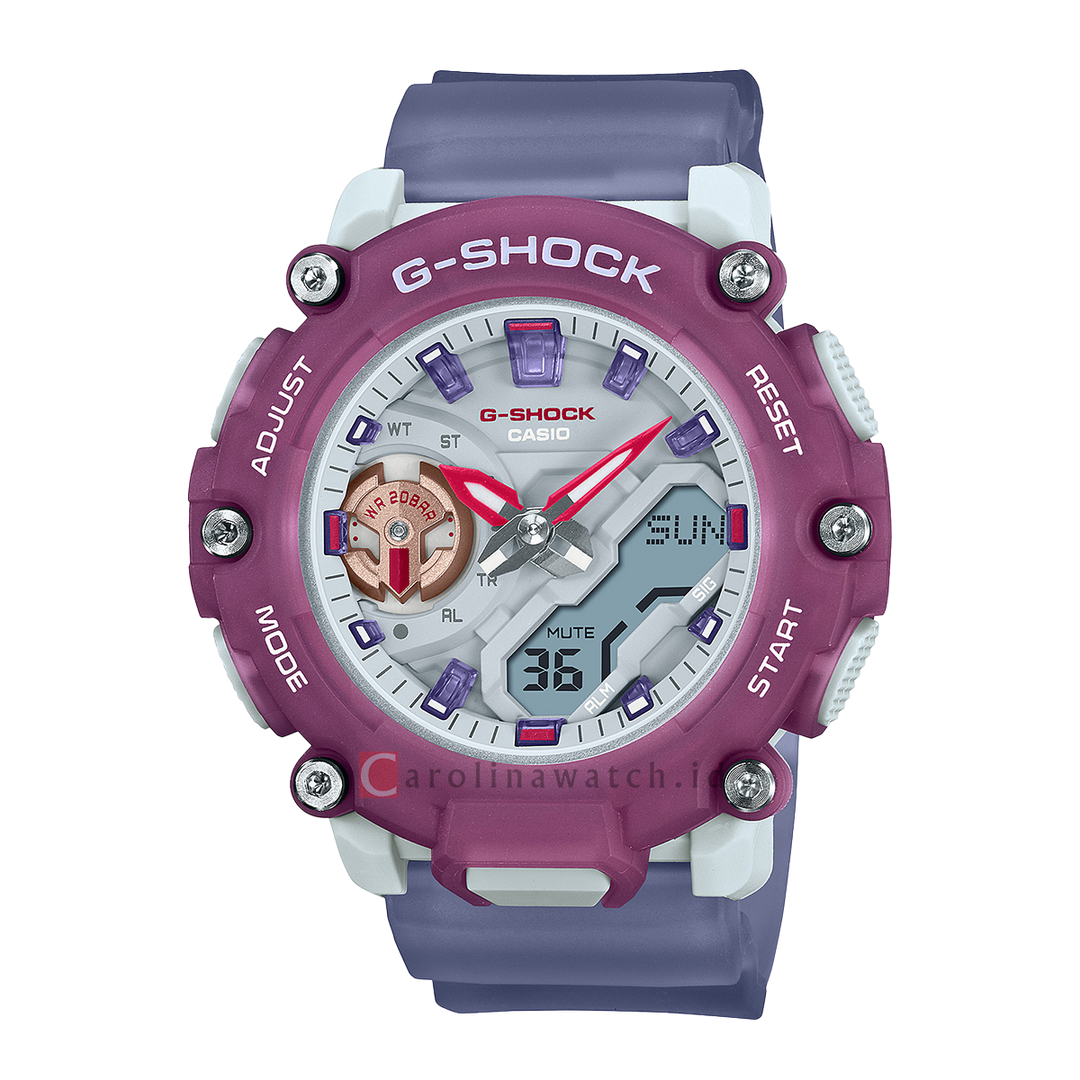 Jam Tangan Casio G-Shock GMA-S2200PE-6A Women White Dial Regal Purple Translucence Resin Band