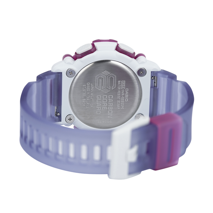 Jam Tangan Casio G-Shock GMA-S2200PE-6A Women White Dial Regal Purple Translucence Resin Band