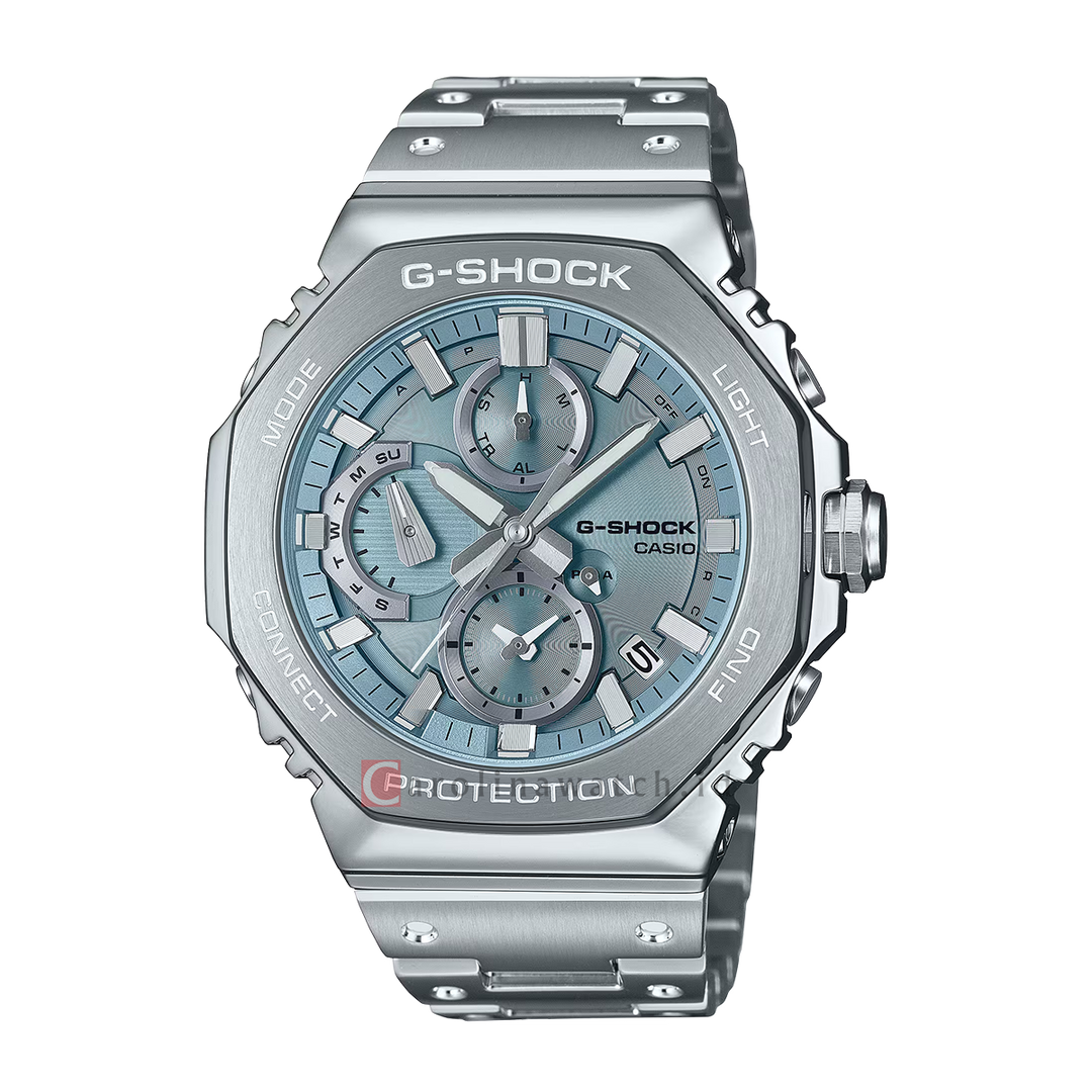 Jam Tangan CASIO G SHOCK GMC-B2100AD-2A Men Solar Full Metal Blue Analog Digital Dial Stainless Steel Band