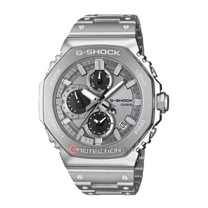 Jam Tangan Casio G-Shock GMC-B2100ADS-1A Men Full Metal  Silver Analog Digital Dial Silver Solid Stainless Steel Band
