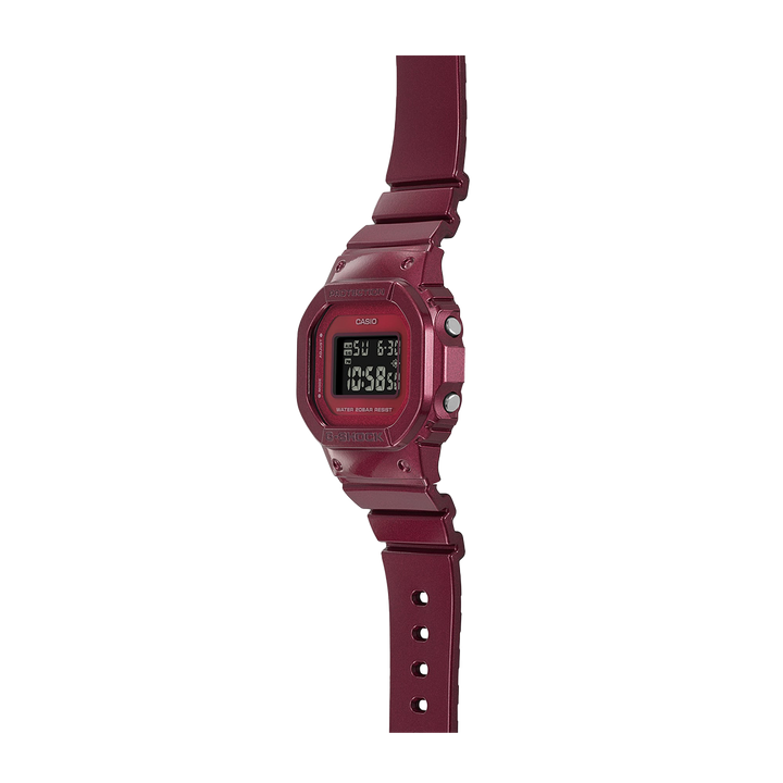 Jam Tangan Casio G-Shock GMD-S5600RB-4D Women Black and red Series Glossy Metalic Digital Dial Maroon Resin Band