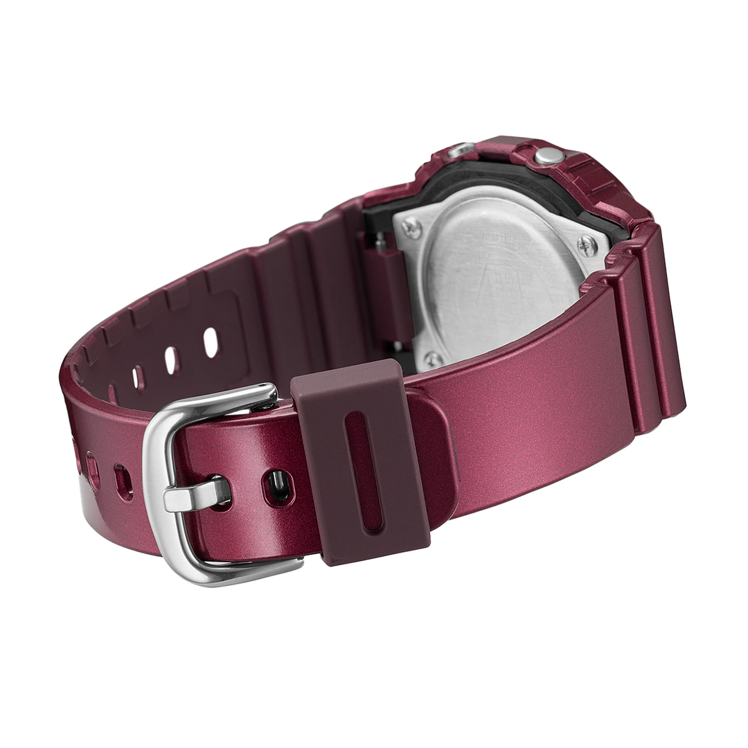 Jam Tangan Casio G-Shock GMD-S5600RB-4D Women Black and red Series Glossy Metalic Digital Dial Maroon Resin Band