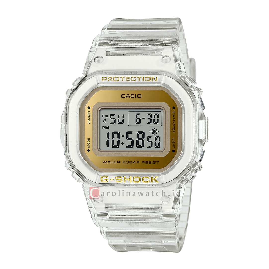 Jam Tangan Casio G-Shock GMD-S5600SG-7D Women Sparkling Pure Gold Series White Transparent Band