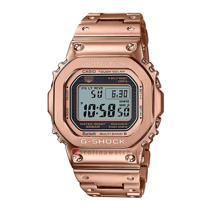 Jam Tangan Casio G-Shock GMW-B5000GD-4D Men Square Full Metal Tough Solar Digital Dial Rose Gold Stainless Steel