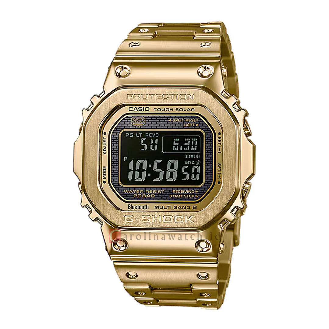 Jam Tangan Casio G-Shock GMW-B5000GD-9D Men Square Full Metal Tough Solar Digital Dial Gold Stainless Steel