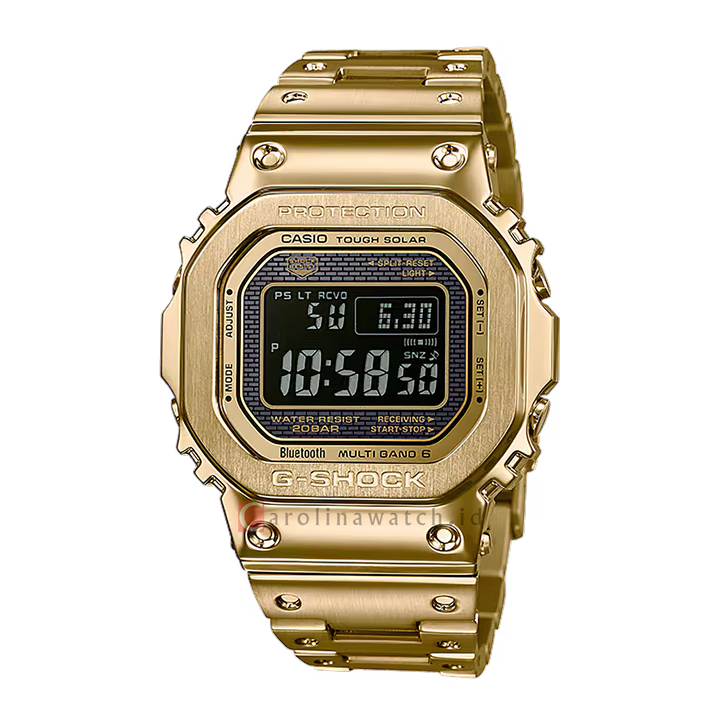 Jam Tangan Casio G-Shock GMW-B5000GD-9D Men Square Full Metal Tough Solar Digital Dial Gold Stainless Steel