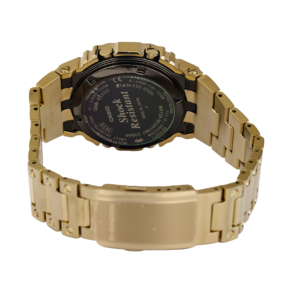 Jam Tangan Casio G-Shock GMW-B5000GD-9D Men Square Full Metal Tough Solar Digital Dial Gold Stainless Steel