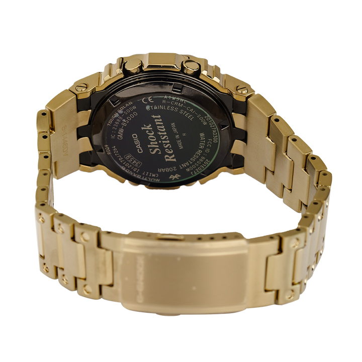 Jam Tangan Casio G-Shock GMW-B5000GD-9D Men Square Full Metal Tough Solar Digital Dial Gold Stainless Steel