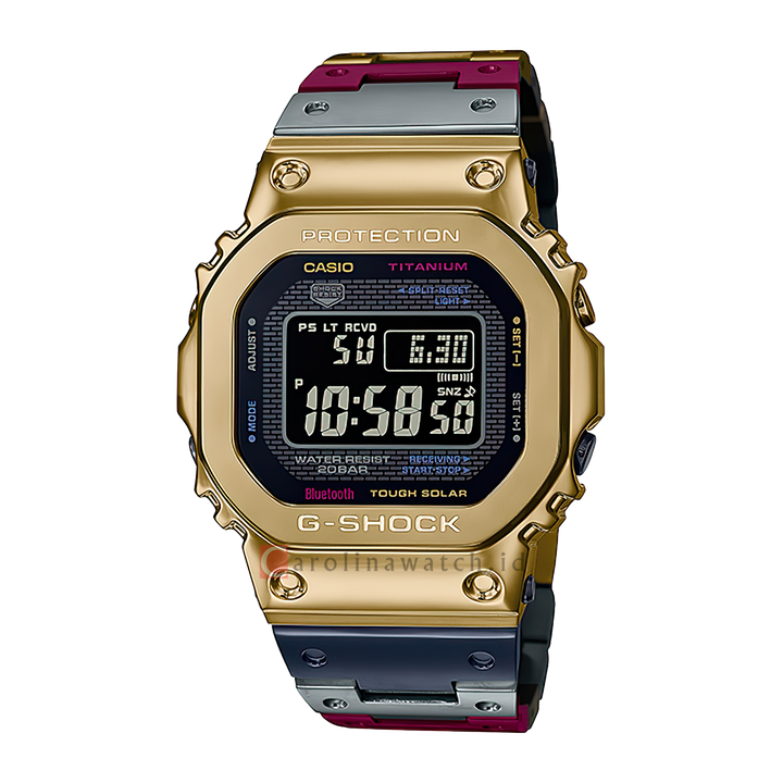 Jam Tangan CASIO G SHOCK GMW-B5000TR-9D Men Titanium Full Metal Tough Solar Digital Dial Multicolor Stainless Steel Band