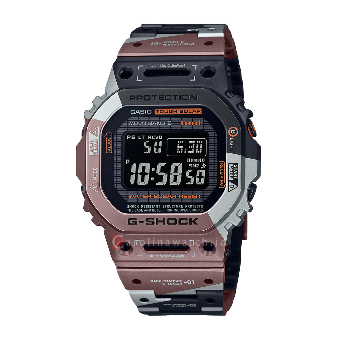 Jam Tangan CASIO G SHOCK GMW-B5000TVB-1D Men Virtual World Tough Solar Full Metal Digital Dial Titanium Band