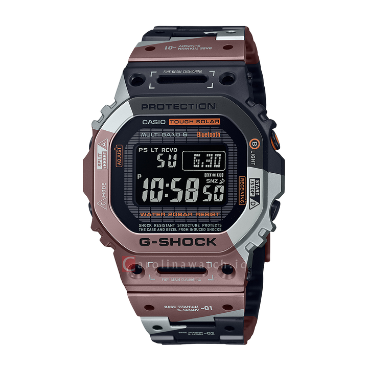 Jam Tangan CASIO G SHOCK GMW-B5000TVB-1D Men Virtual World Tough Solar Full Metal Digital Dial Titanium Band