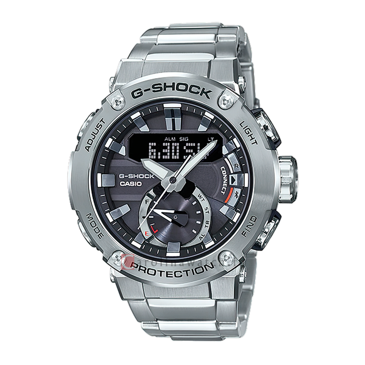 Jam Tangan CASIO G SHOCK GST-B200D-1A Men Digital Analog Dial Stainless Steel Band