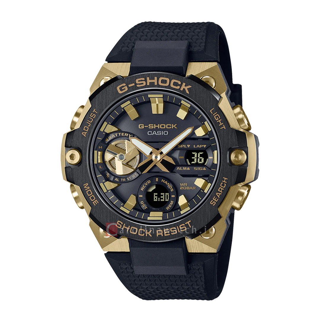 Jam Tangan CASIO G SHOCK GST-B400GB-1A9 Men Black Digital Analog Dial Black Resin Band