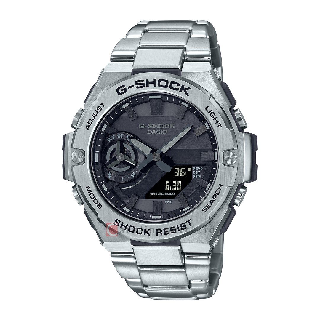 Jam Tangan CASIO G SHOCK GST-B500D-1A1 Men Black Digital Analog Stainless Steel Band