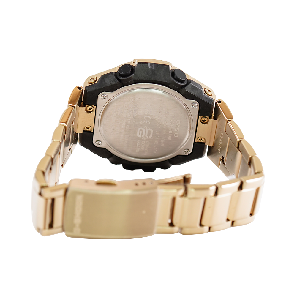 Jam Tangan CASIO G SHOCK GST-B500GD-9A Men Black Digital Analog Dial Gold Stainless Steel Band