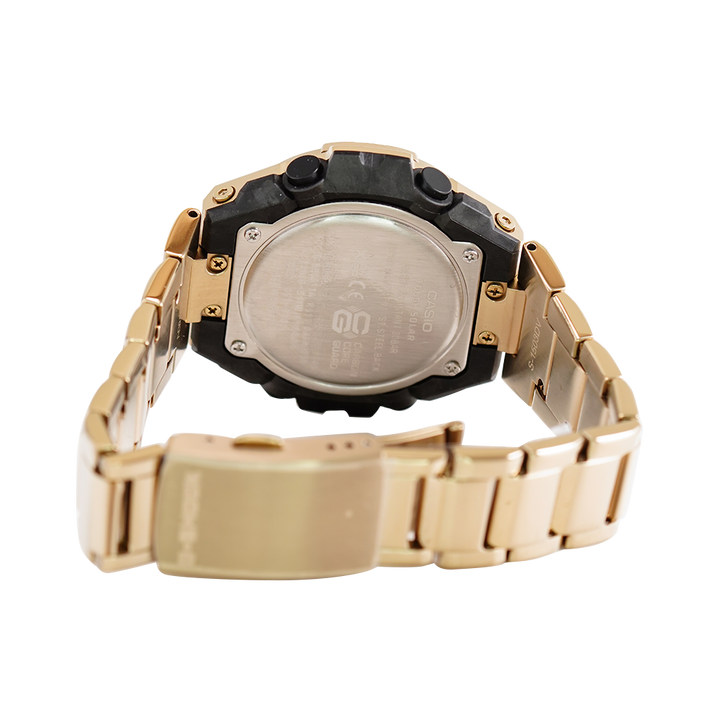 Jam Tangan CASIO G SHOCK GST-B500GD-9A Men Black Digital Analog Dial Gold Stainless Steel Band