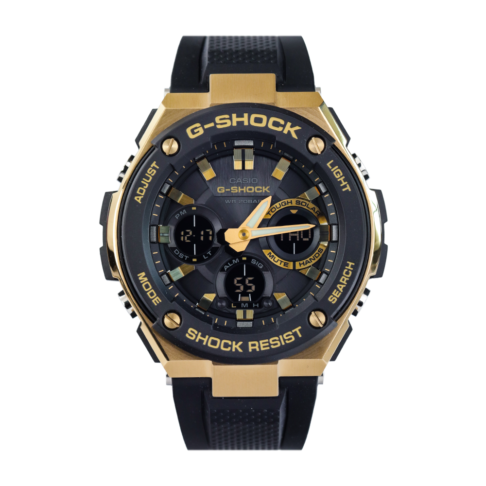 Jam Tangan CASIO G SHOCK GST-S100G-1A Men Black Digital Analog Dial Black Resin Band