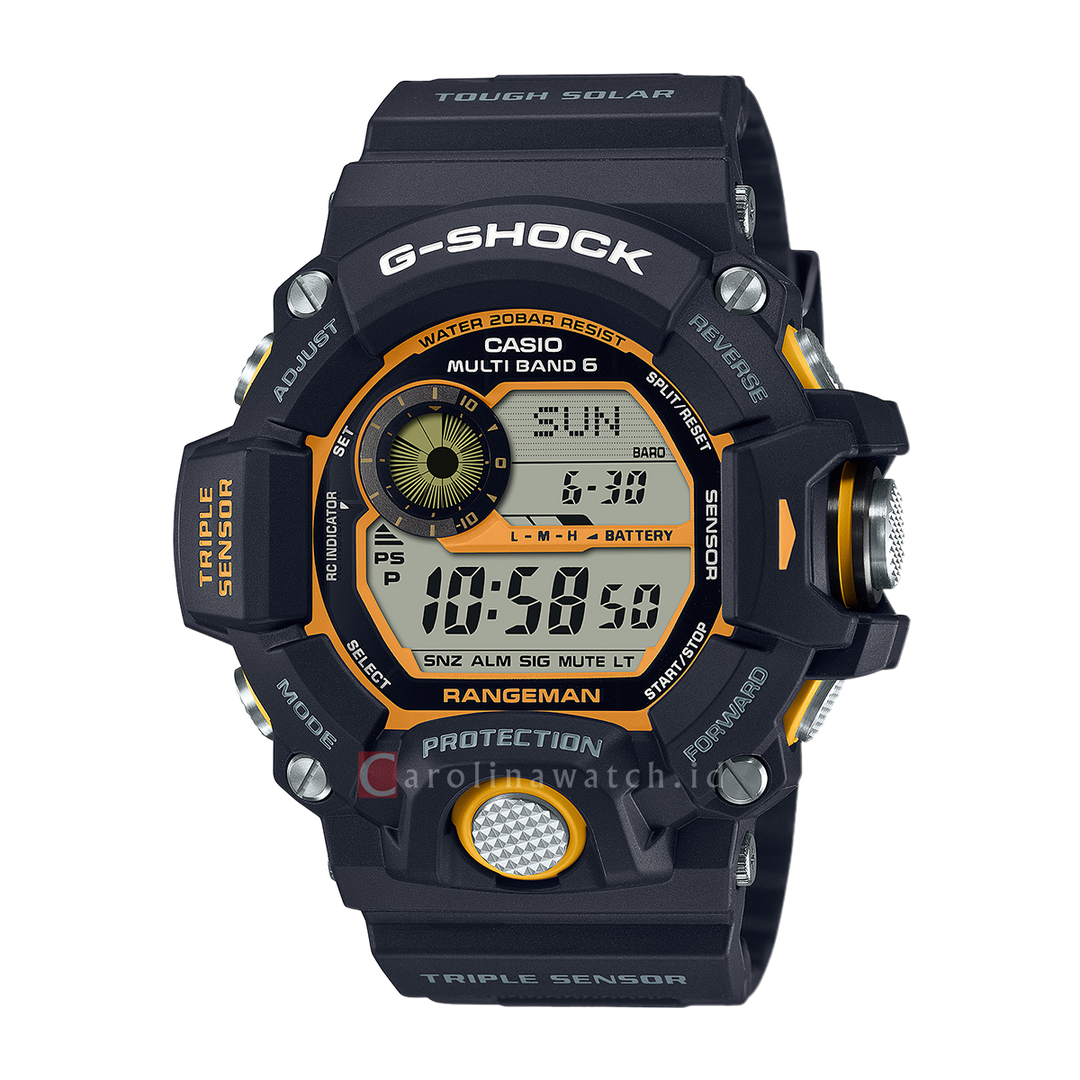 Jam Tangan CASIO G SHOCK GW-9400Y-1D Men Rangeman Tough Solar Dual Tone Digital Dial Black Resin Band