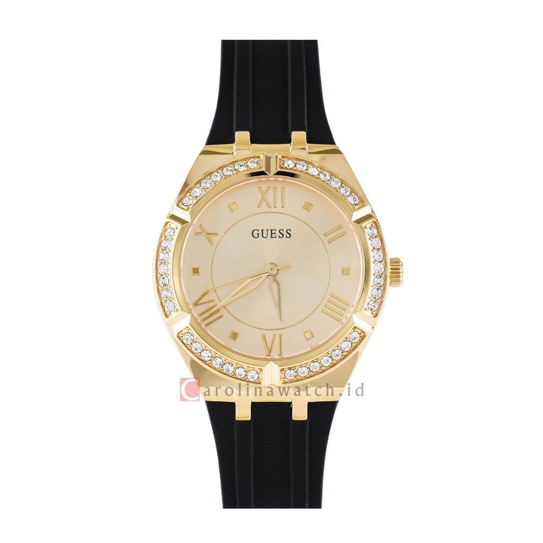 Jam Tangan GUESS GW0034L1 Women Gold Dial Black Rubber Strap