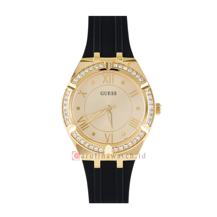 Jam Tangan GUESS GW0034L1 Women Gold Dial Black Rubber Strap