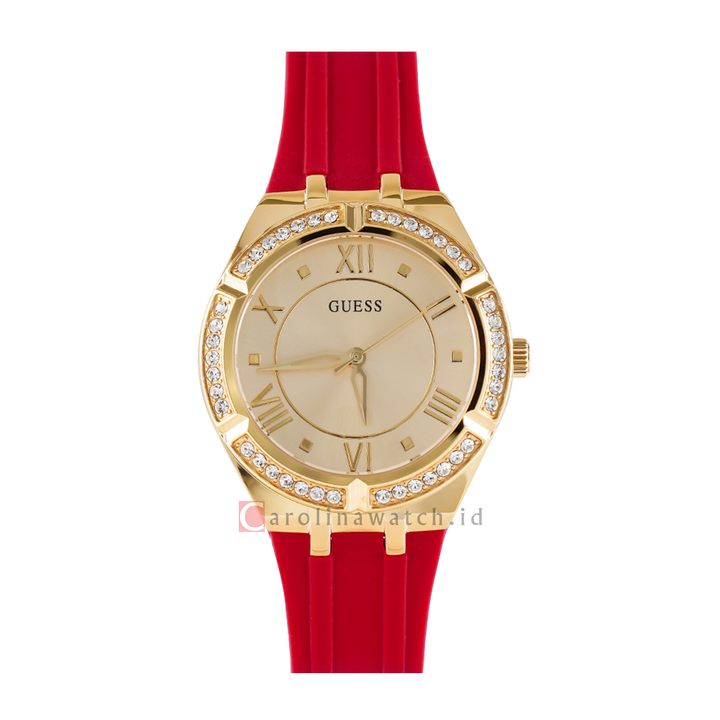 Jam Tangan GUESS GW0034L6 Women Gold Dial Red Rubber Strap