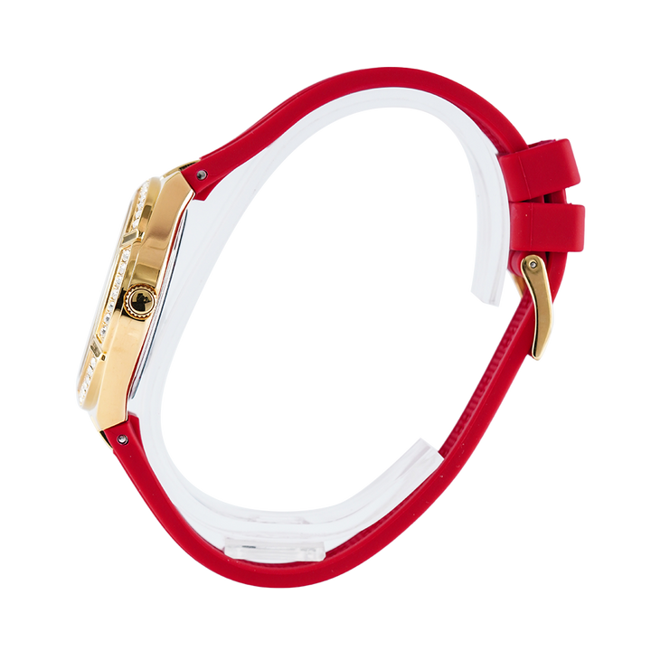 Jam Tangan GUESS GW0034L6 Women Gold Dial Red Rubber Strap