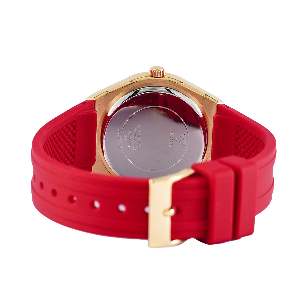 Jam Tangan GUESS GW0034L6 Women Gold Dial Red Rubber Strap