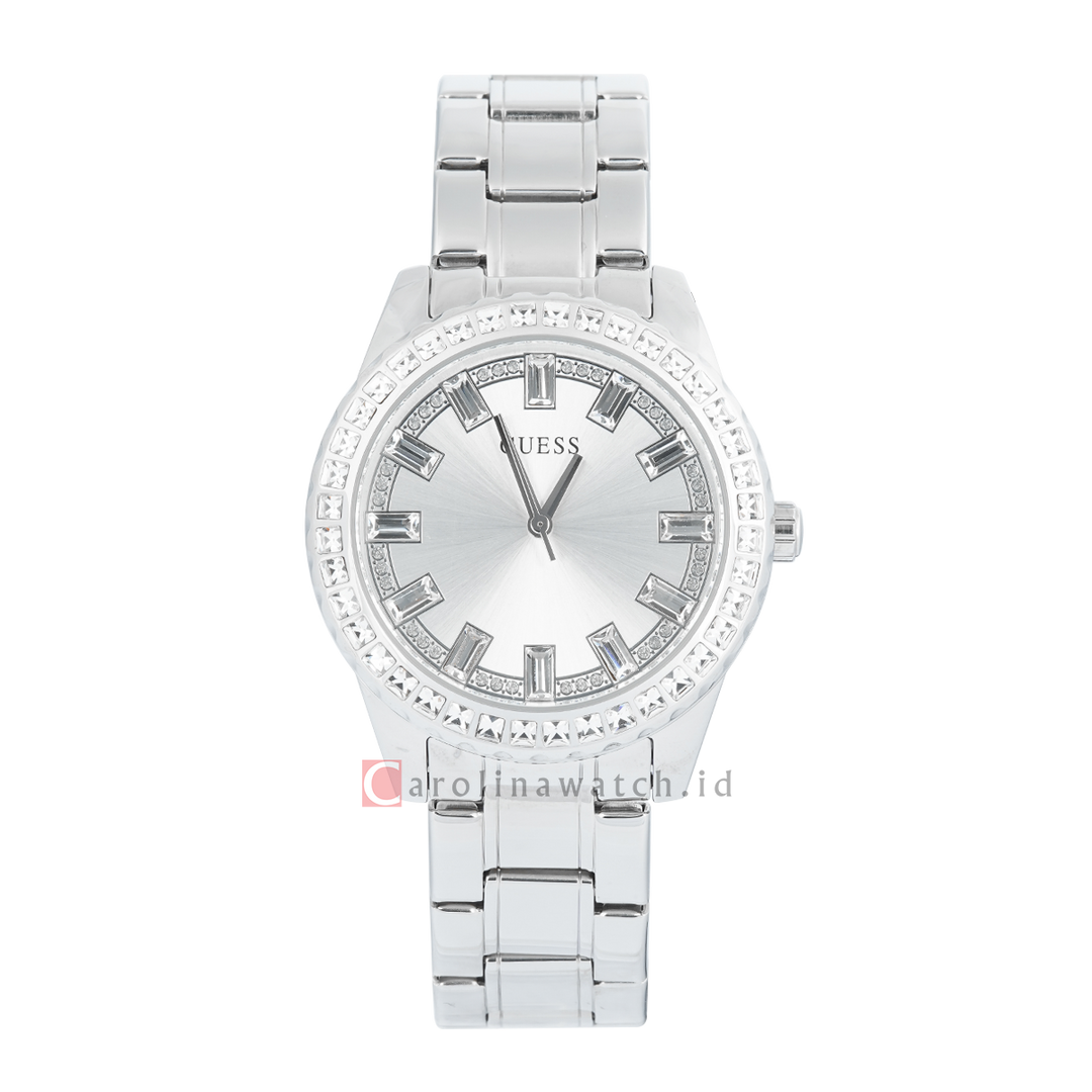 Jam Tangan GUESS Sparkler GW0111L1 Women Silver Sunray Dial Stainless Steel Strap