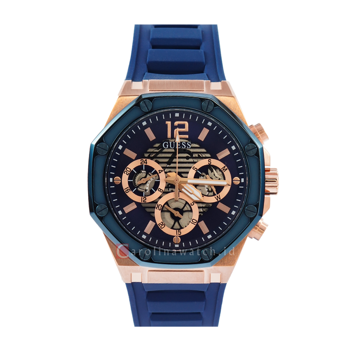 Jam Tangan GUESS Momentum GW0263G2 Men Blue Sunray Dial Blue Silicone Strap