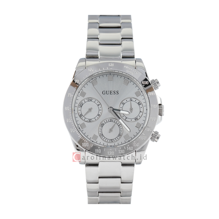 Jam Tangan GUESS Eclipse GW0314L1 Silver Sunray Dial Stainless Steel Strap