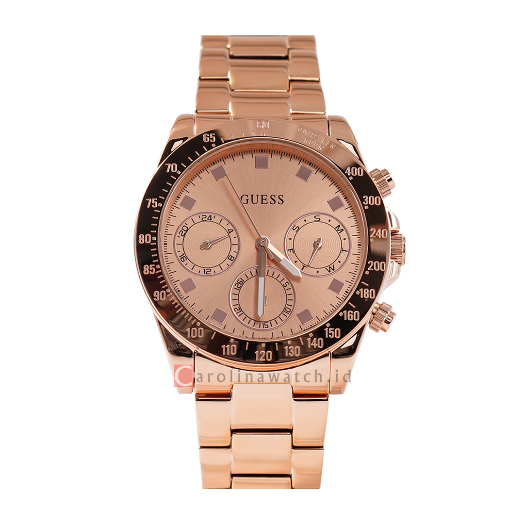 Jam Tangan GUESS Eclipse GW0314L3 Women Rose Gold Dial Rose Gold Stainless Steel Strap